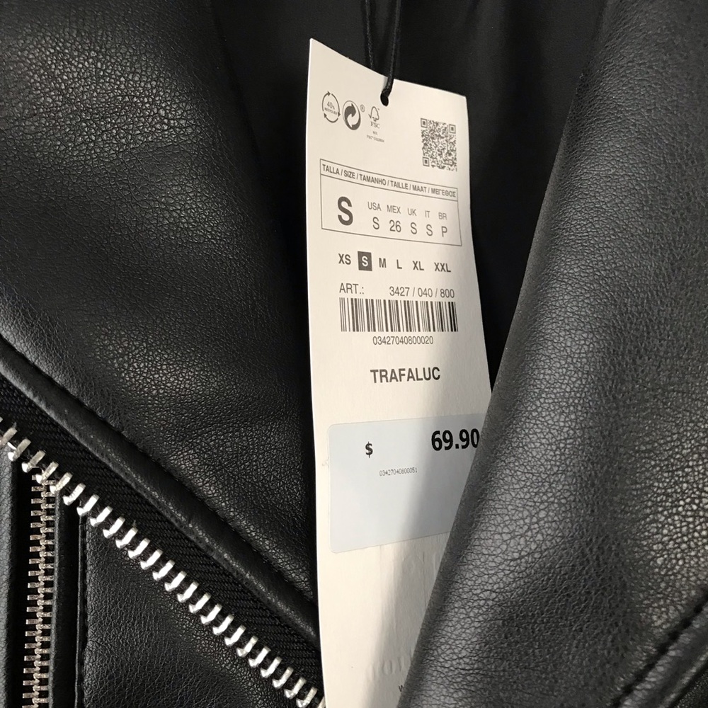 Zara TRF trafaluc leather jacket motorcycle NEW - Picture 6 of 7